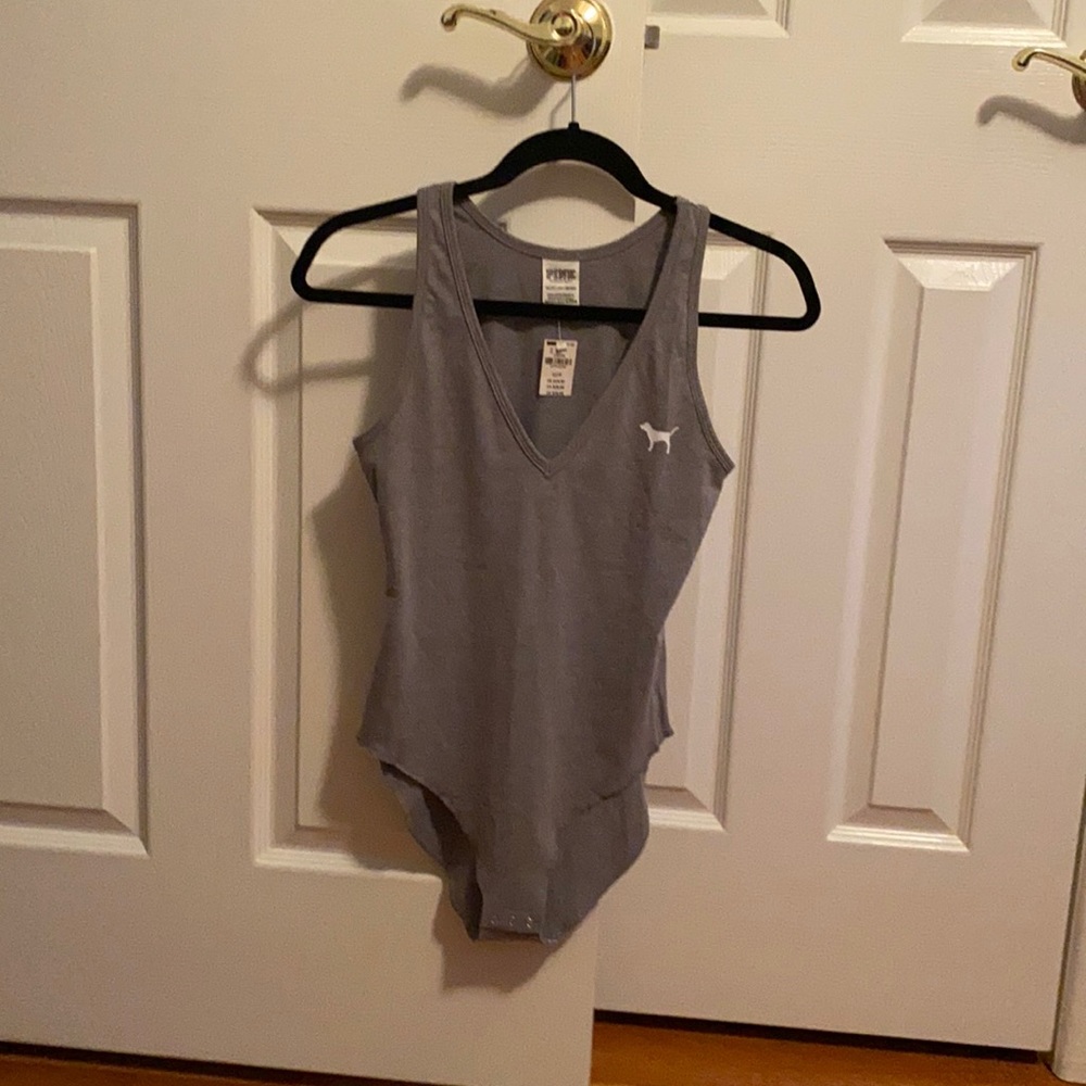Victoria Secret Pink grey bodysuit. New with tags